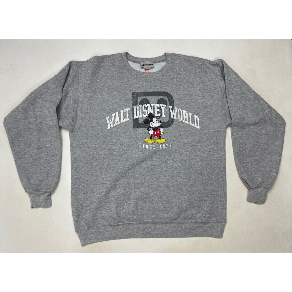 Walt Disney World Mickey Mouse Graphic Crewneck Sweatshirt Men Medium Gray